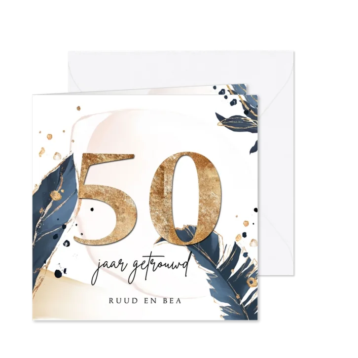 Botanisch goud look uitnodiging 50 jaar getrouwd