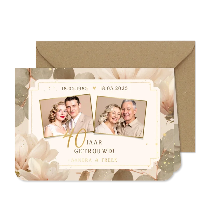 Botanische uitnodiging 40 jaar getrouwd jubileum eucalyptus