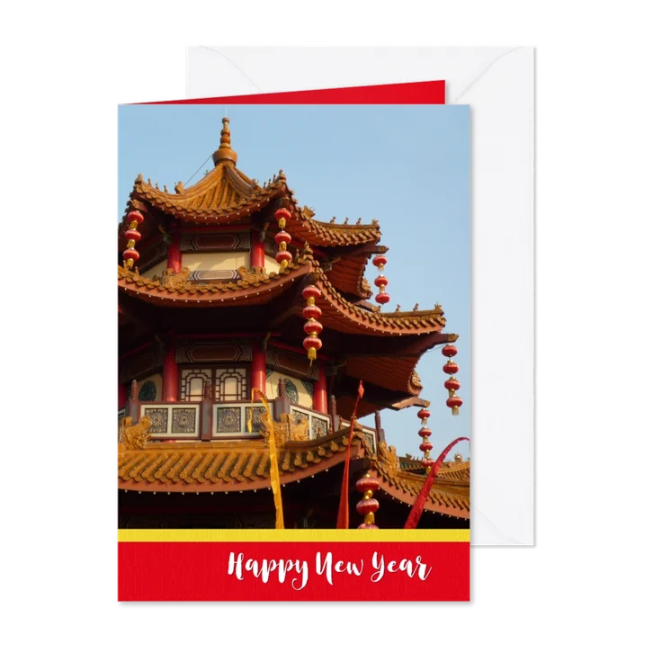 Chinees nieuwjaar met tempel