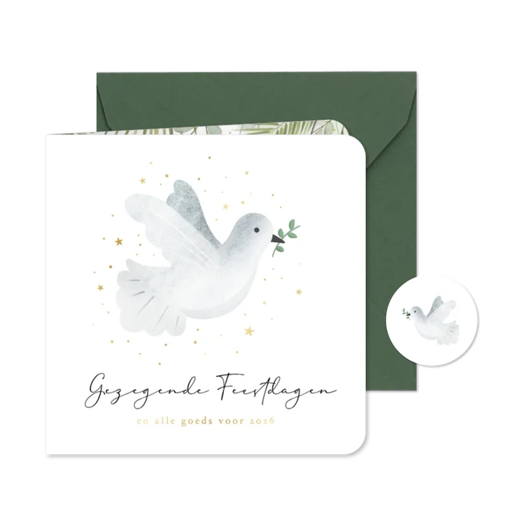 Christelijk nieuwjaarskaart vrede duif met goudfolie