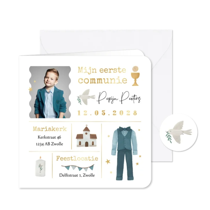 Christelijke communie uitnodiging illustraties foto