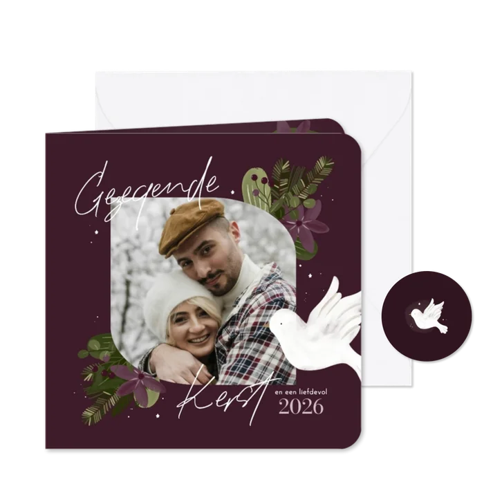 Christelijke kerstkaart botanisch met foto