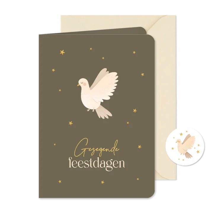 Christelijke kerstkaart duif gezegende feestdagen sterren
