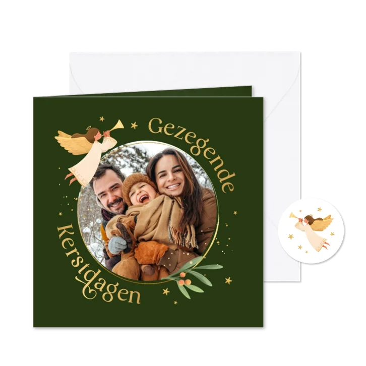 Christelijke kerstkaart engel gezegende kerstdagen foto duif