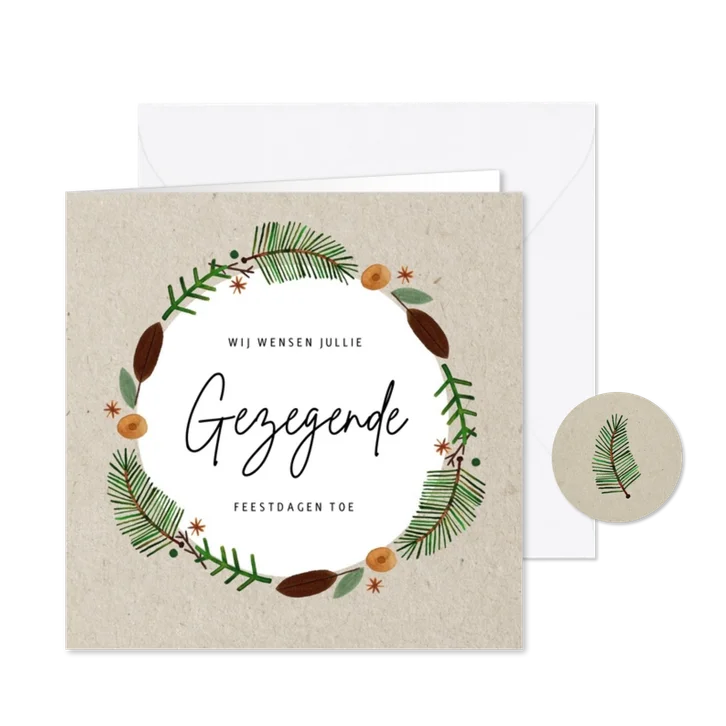 Christelijke kerstkaart gezegende feestdagen kerstkrans