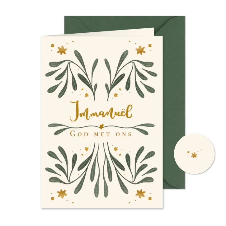 Christelijke kerstkaart met sterren bijbeltekst en maretak