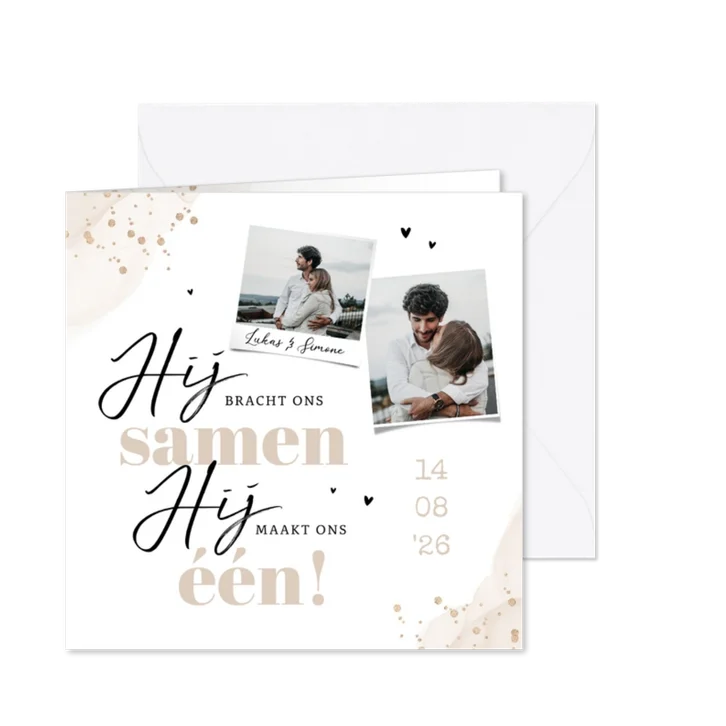 Christelijke trouwkaart stijlvol waterverf goud foto