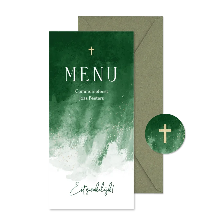 Communie menu buffer waterverf christelijk donkergroen