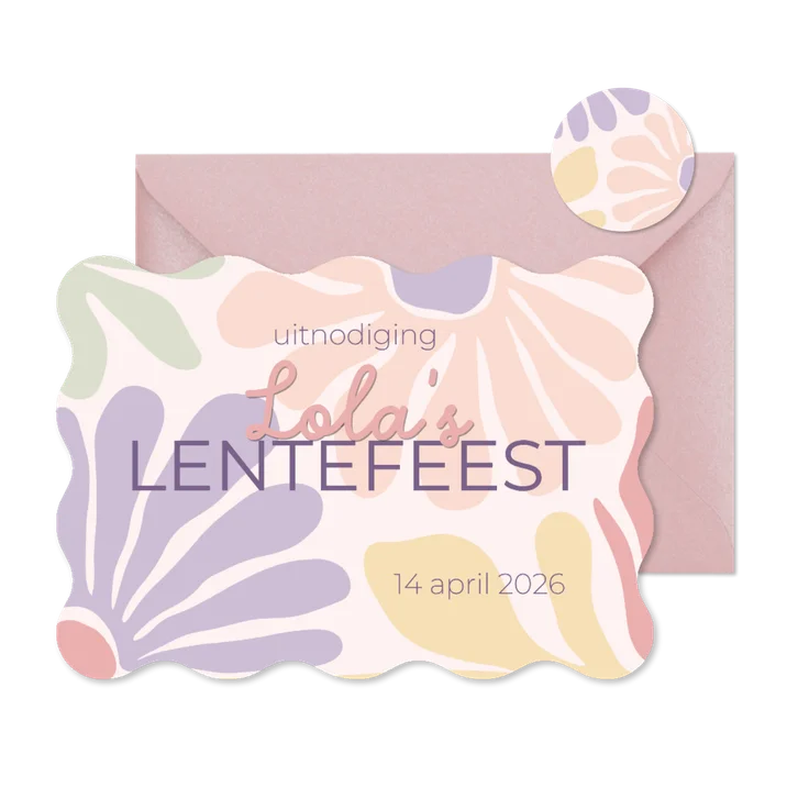 Communie uitnodiging abstracte kleurrijke bloemen