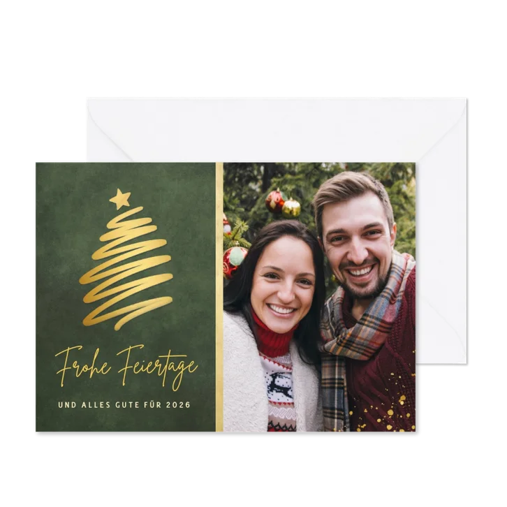 Duitse kerstkaart met foto & kerstboom