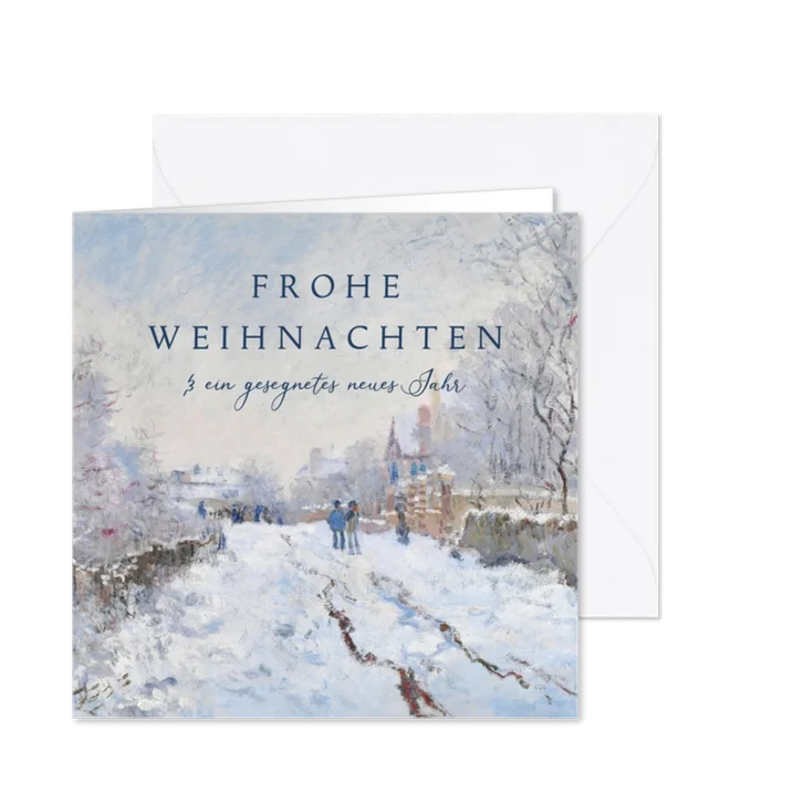 Duitse kerstkaart van schilderij winterlandschap