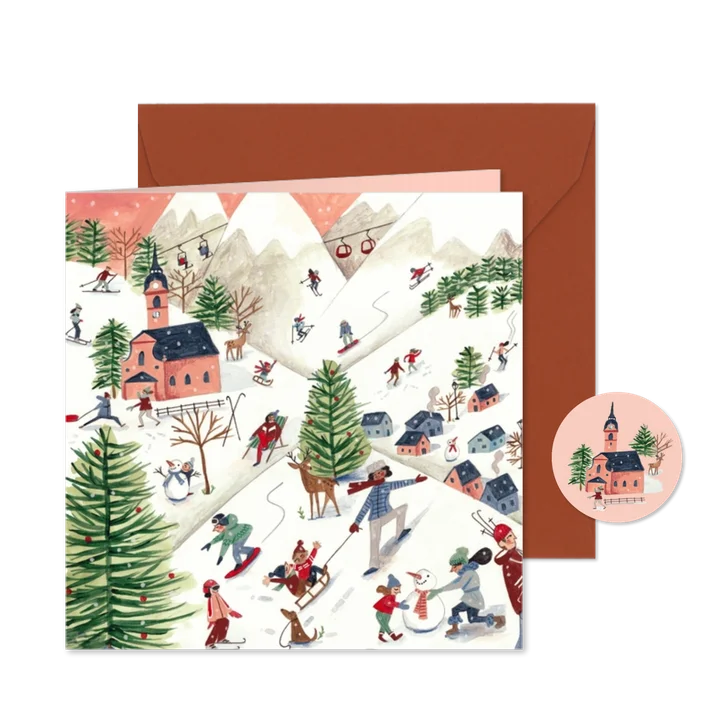 Een kerstkaart sneeuw winter landschap in de bergen