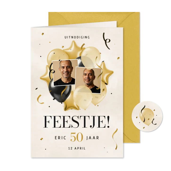 Feestelijke uitnodiging met sterren en ballonnen
