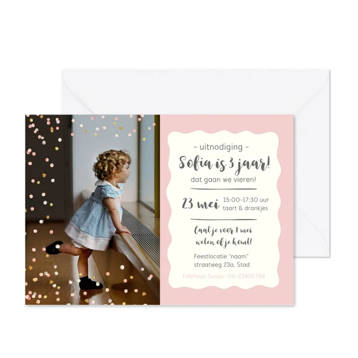 Feestje - meisje jarig confetti