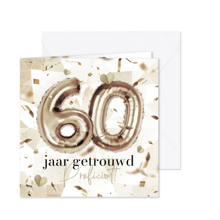 Felicitatiekaart diamante huwelijk 60 jaar getrouwd confetti