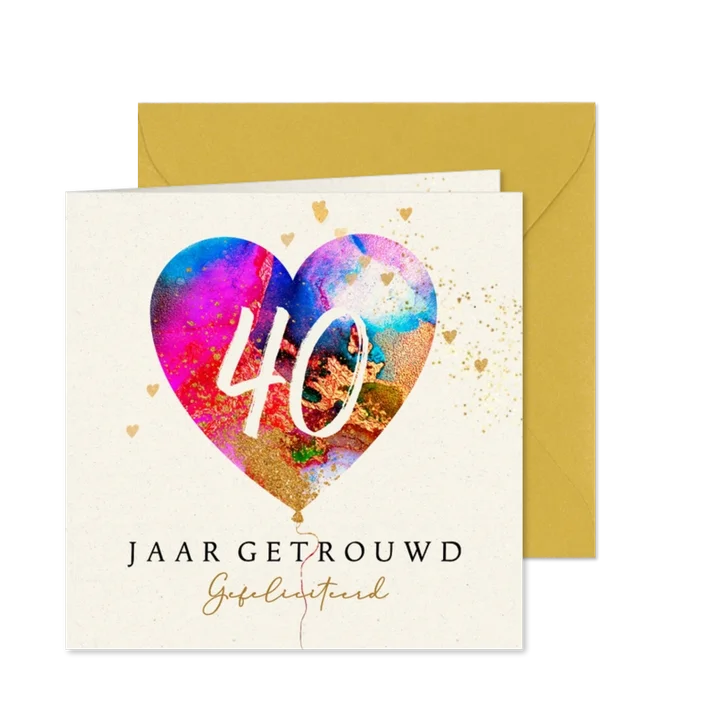 Felicitatiekaart jaar getrouwd ballon hart