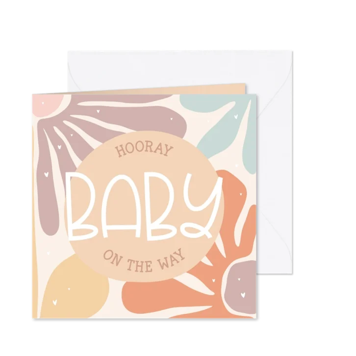 Felicitatiekaartje 'Baby on the way' met abstracte bloemen
