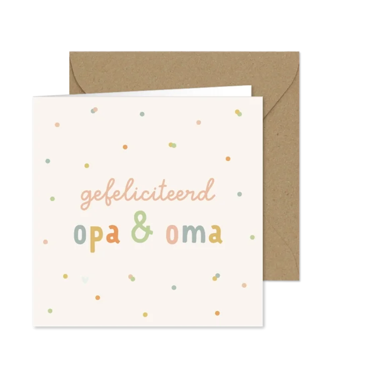 Felicitatiekaartje pastel confetti gefeliciteerd opa en oma