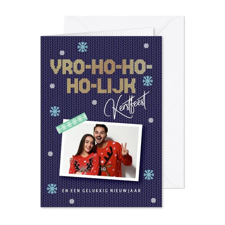 Foto kerstkaart kersttrui Vrolijk Kerstfeest