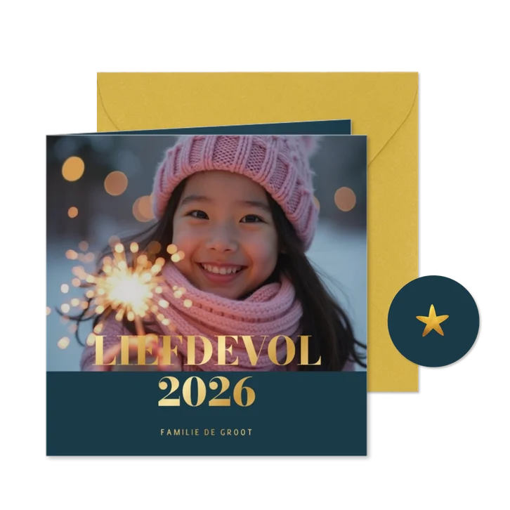 Foto nieuwjaarskaart met aanpasbare tekst