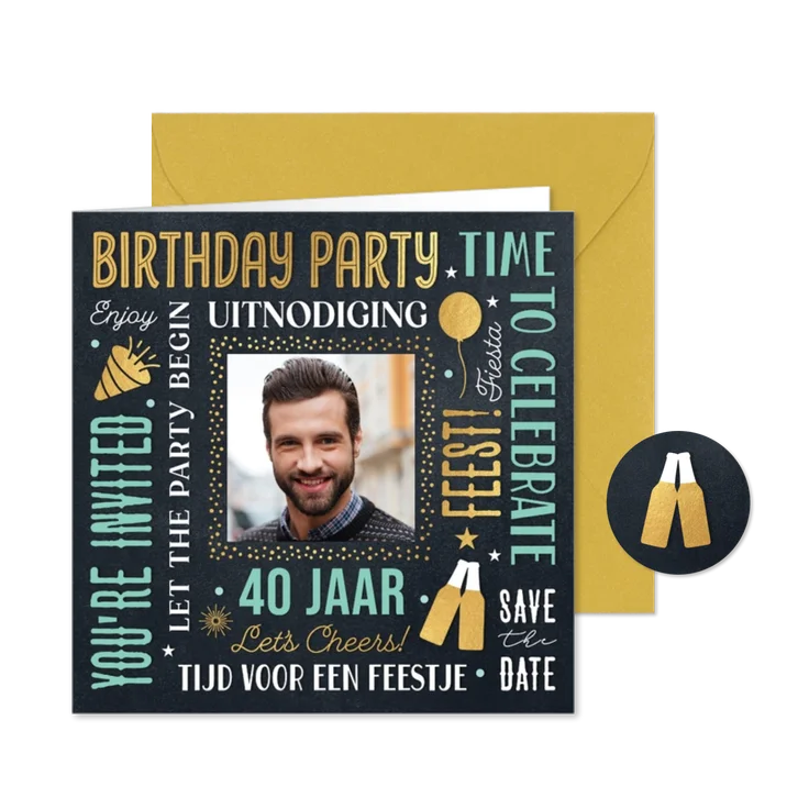 Foto uitnodiging verjaardag feest man