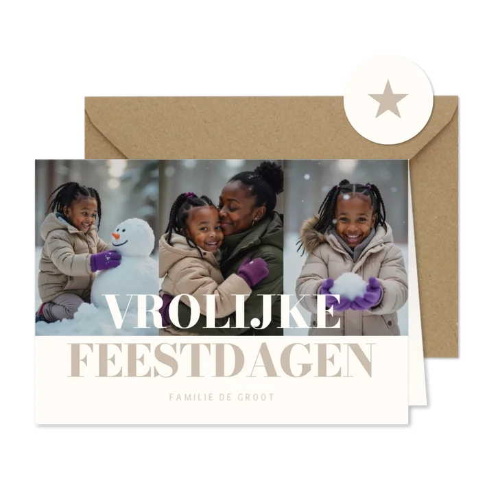Fotocollage kerstkaart met aanpasbare tekst