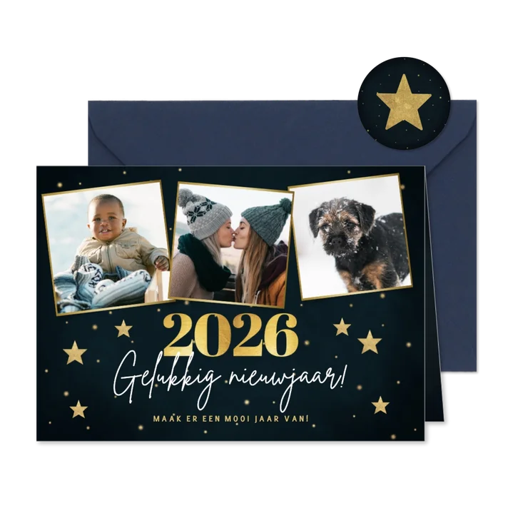 Fotocollage nieuwjaarskaart 2026 bijzonder jaar