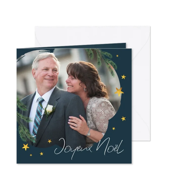 Franse kerstkaart met foto sterren Joyeux Noël