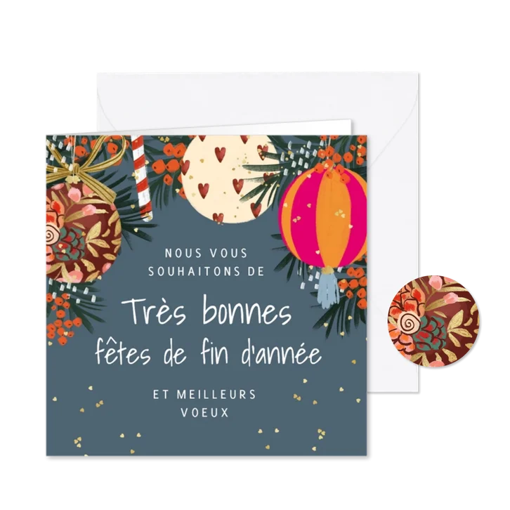 Franse nieuwjaarskaart met kerstboom kerstbal