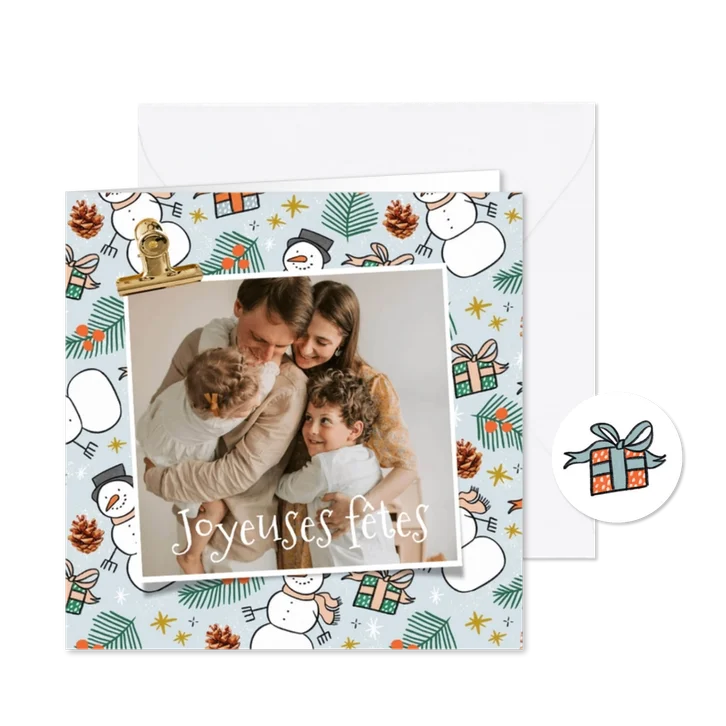 Franse nieuwjaarskaart patroon sneeuwpop foto