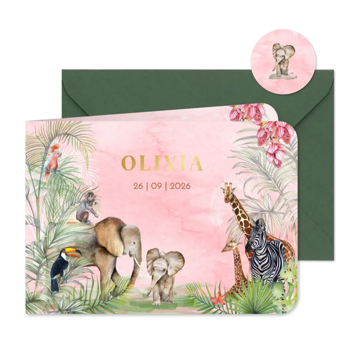 Geboorte meisje jungle vintage