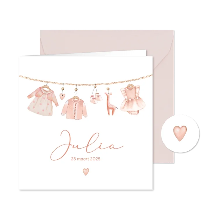 Geboorte meisje waslijntje babykleertjes