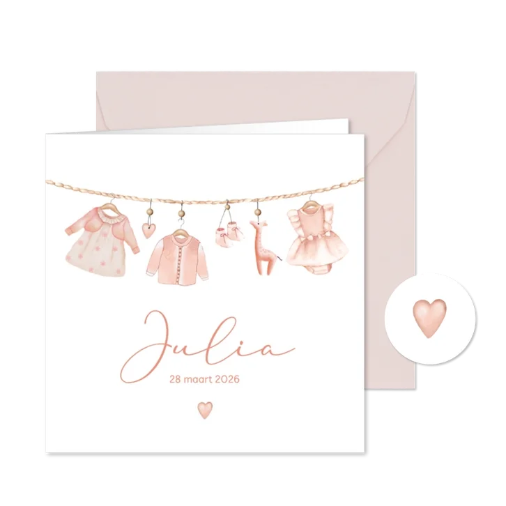 Geboorte meisje waslijntje babykleertjes