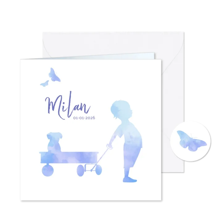 geboorte silhouet waterverf jongen avontuur