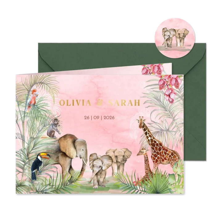 Geboorte tweeling meisje in de jungle olifantjes