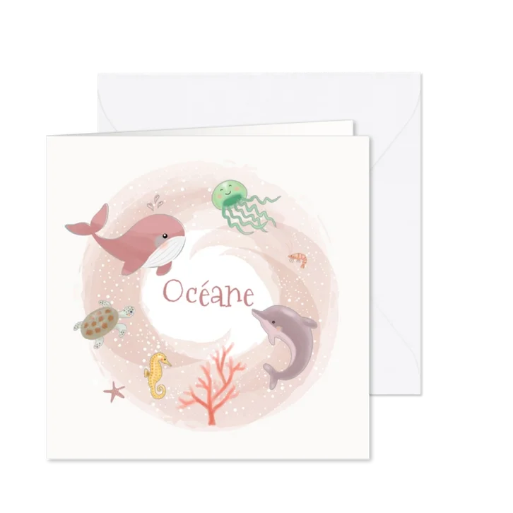 Geboortekaaartjes - Zeedieren meisje