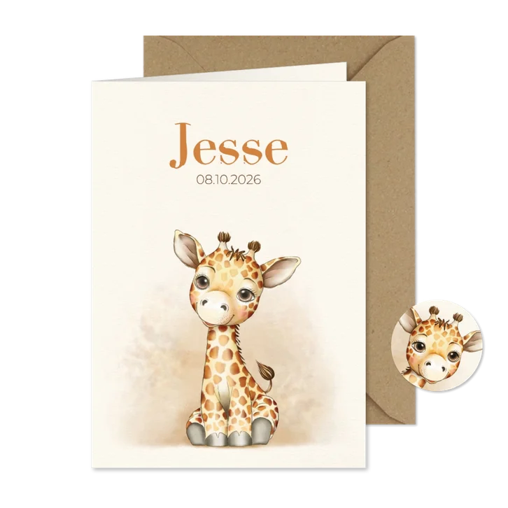 Geboortekaart giraf zittend