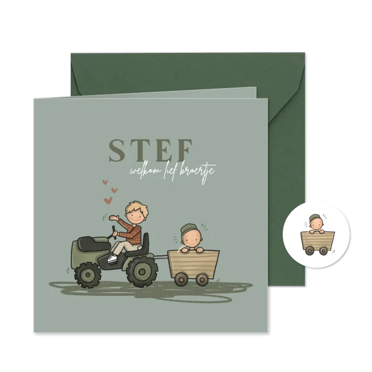 Geboortekaart hoera een broertje grote broer