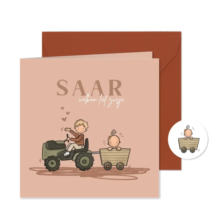 Geboortekaart Hoera een zusje op de boerderij