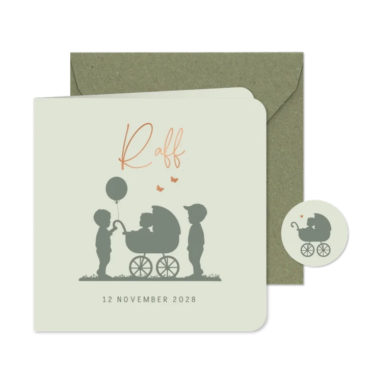 Geboortekaart silhouet broertjes av