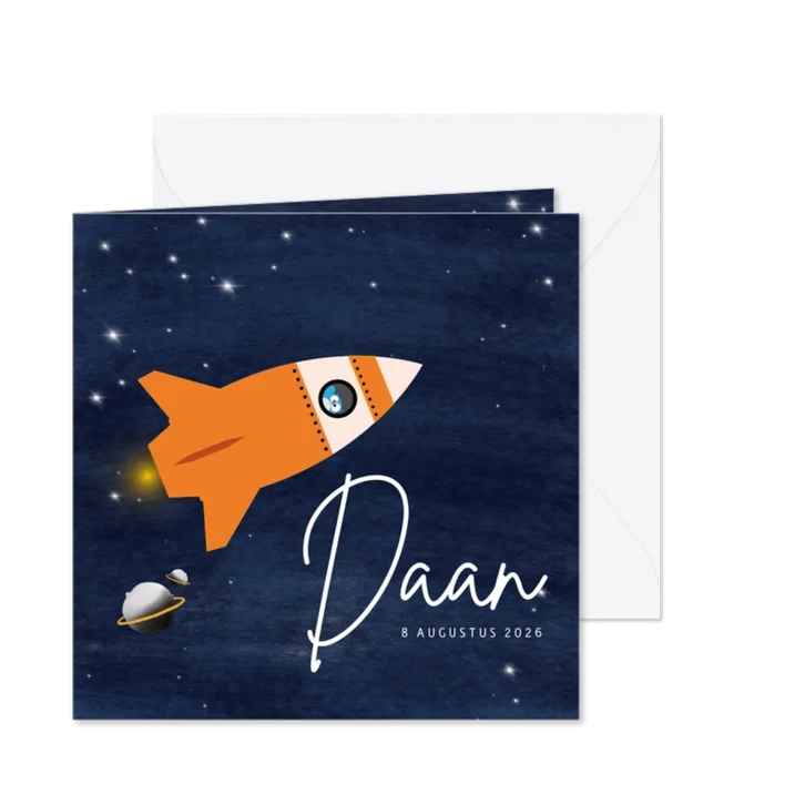 Geboortekaart sterren planeten - spaceshuttle