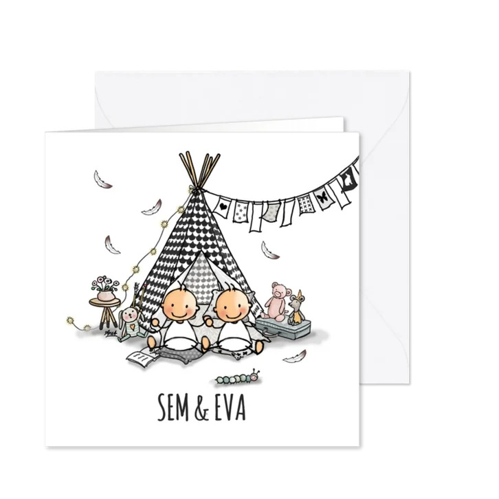 Geboortekaart tipi tweeling