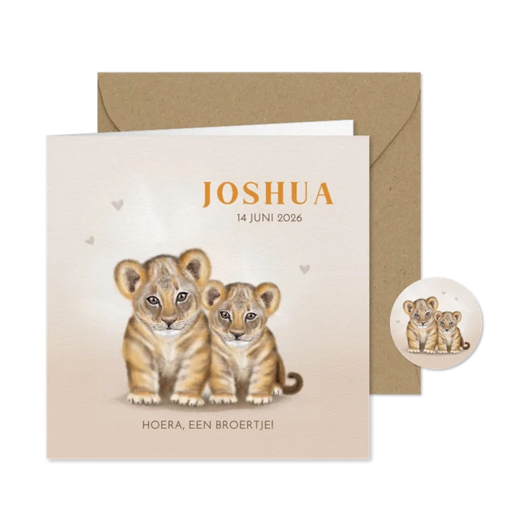 Geboortekaart welpje broertje-zusje