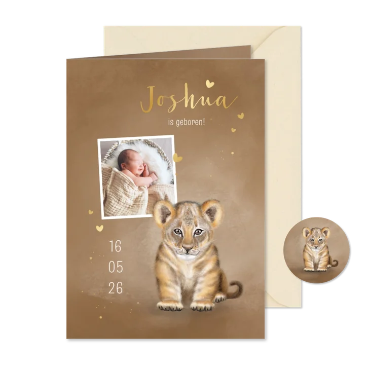 Geboortekaart welpje zittend met foto