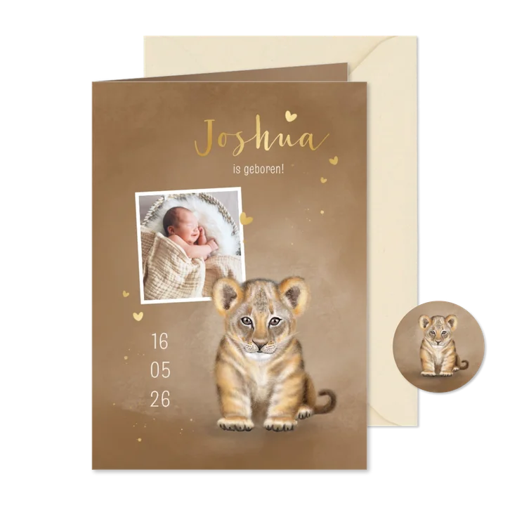 Geboortekaart welpje zittend met foto