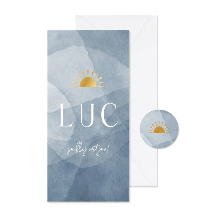 Geboortekaartje abstracte achtergrond blauw met zonnetje