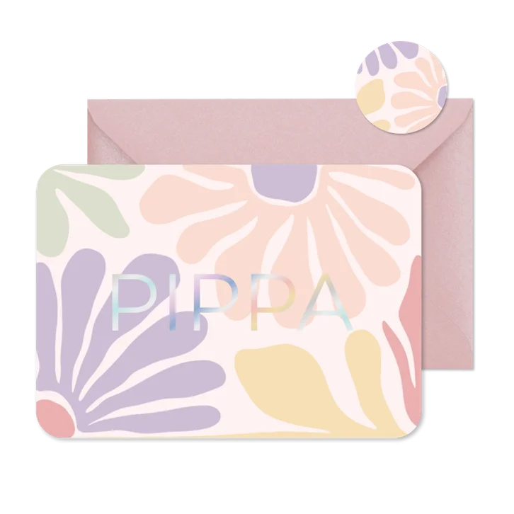 Geboortekaartje abstracte bloemen kleurrijk holografisch