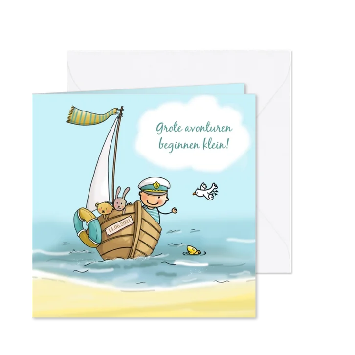 Geboortekaartje baby met bootje