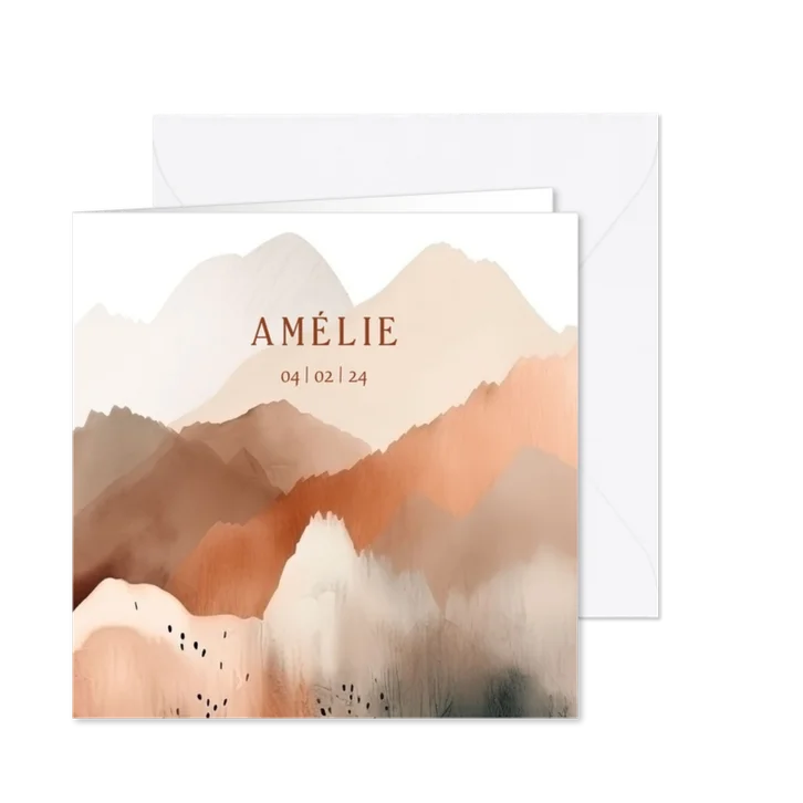 Geboortekaartje Bergen waterverf