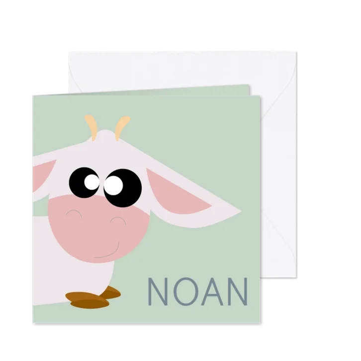 Geboortekaartje boerderij met lieve geit